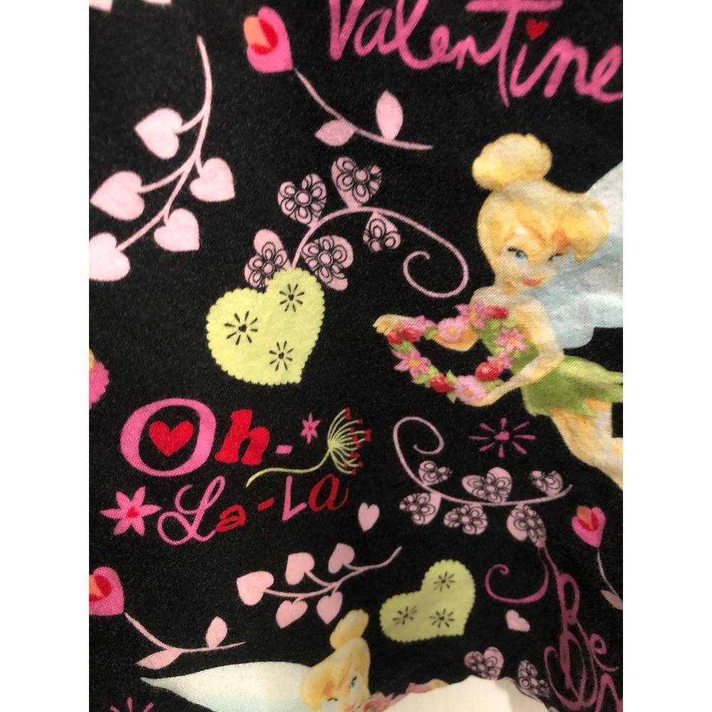 Disney Tinker Bell Fairy Valentine Love Scrub Top Hearts Black Pink Hearts L - Picture 9 of 9